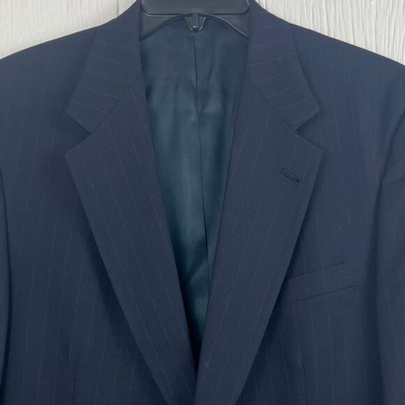 Austin Reed Blazer /Dress jacket mens44L pure new wool WoolMark Blue Pinstripe - Picture 3 of 9
